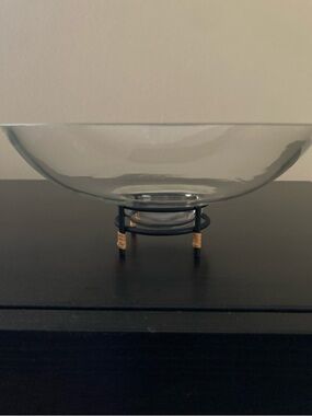 Vintage IKEA Hand Blown Art Glass Display Bowls with metal stands